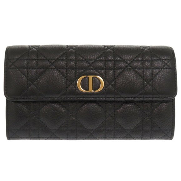 Like new Christian Dior Caro Orchid Cannage calfskin black long wallet 0068 - Picture 1 of 10